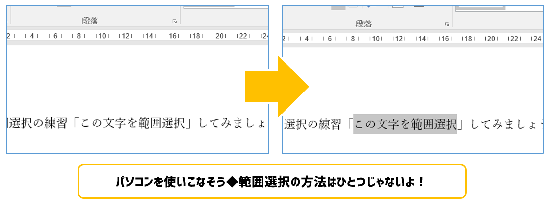 Word基本 入力文字の範囲選択をする2つの方法 パソコン市民it講座 千歳烏山教室