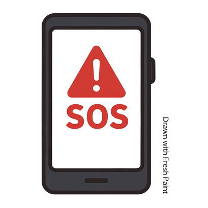 スマホの緊急SOSのイラスト