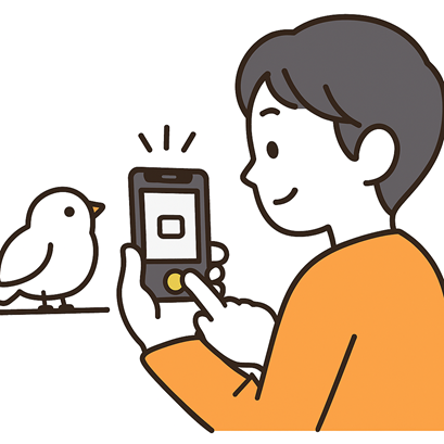 スマホカメラで写真を撮るイラスト