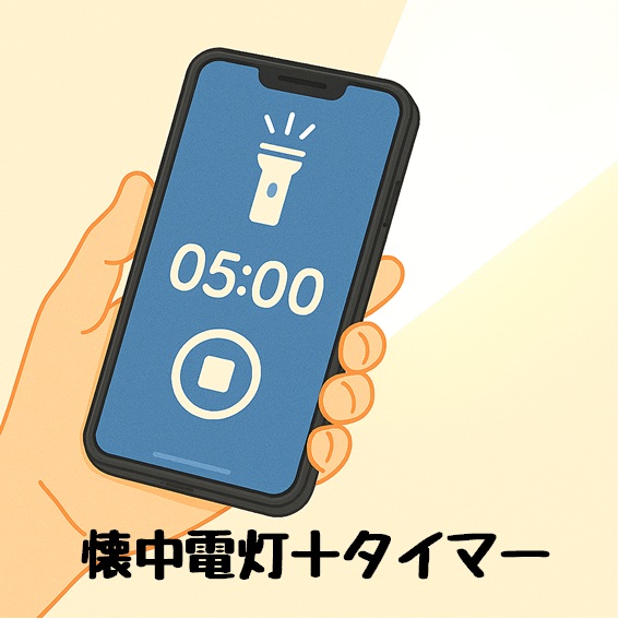 スマホの懐中電灯とタイマーのイメージイラスト