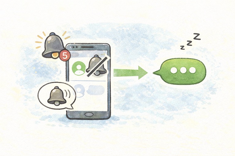 LINEのミュート送信のイメージイラスト