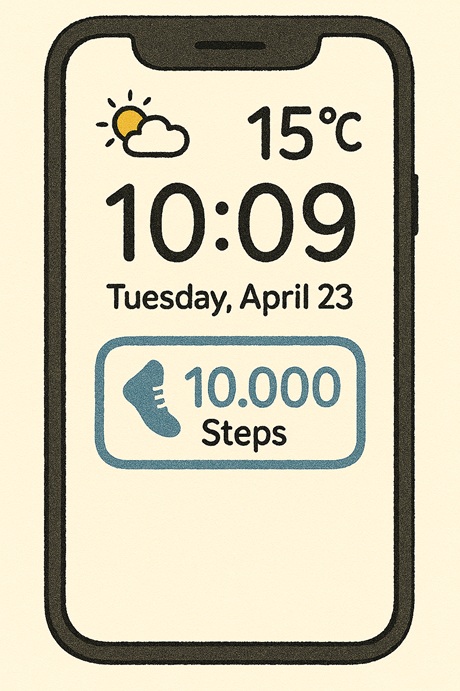 スマホのロック画面に表示される歩数のイラスト