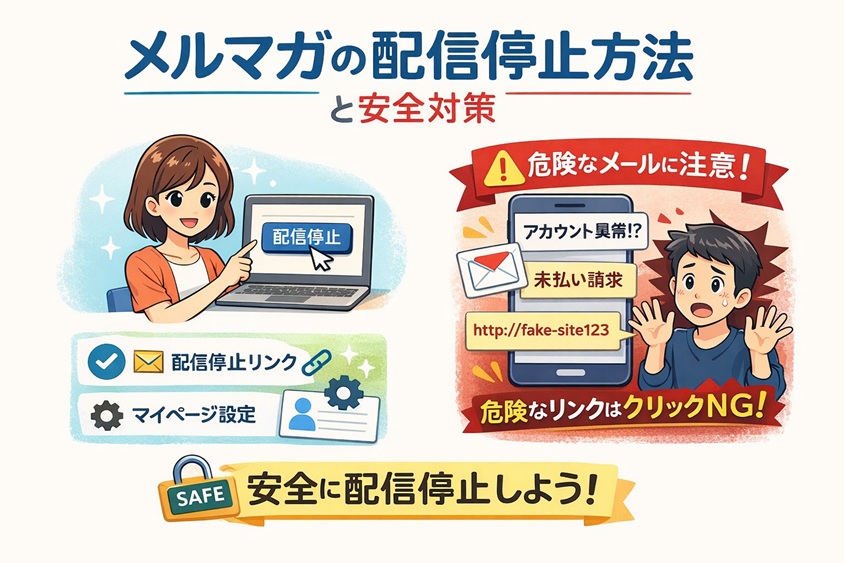 メルマガの配信停止方法のイメージイラスト