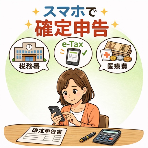 スマホで確定申告のイメージイラスト
