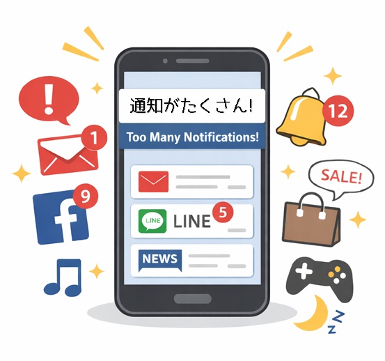 スマホの通知のイメージイラスト